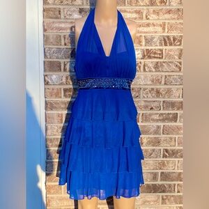 Vintage 90s Blue Taboo Ruffle Prom Dress